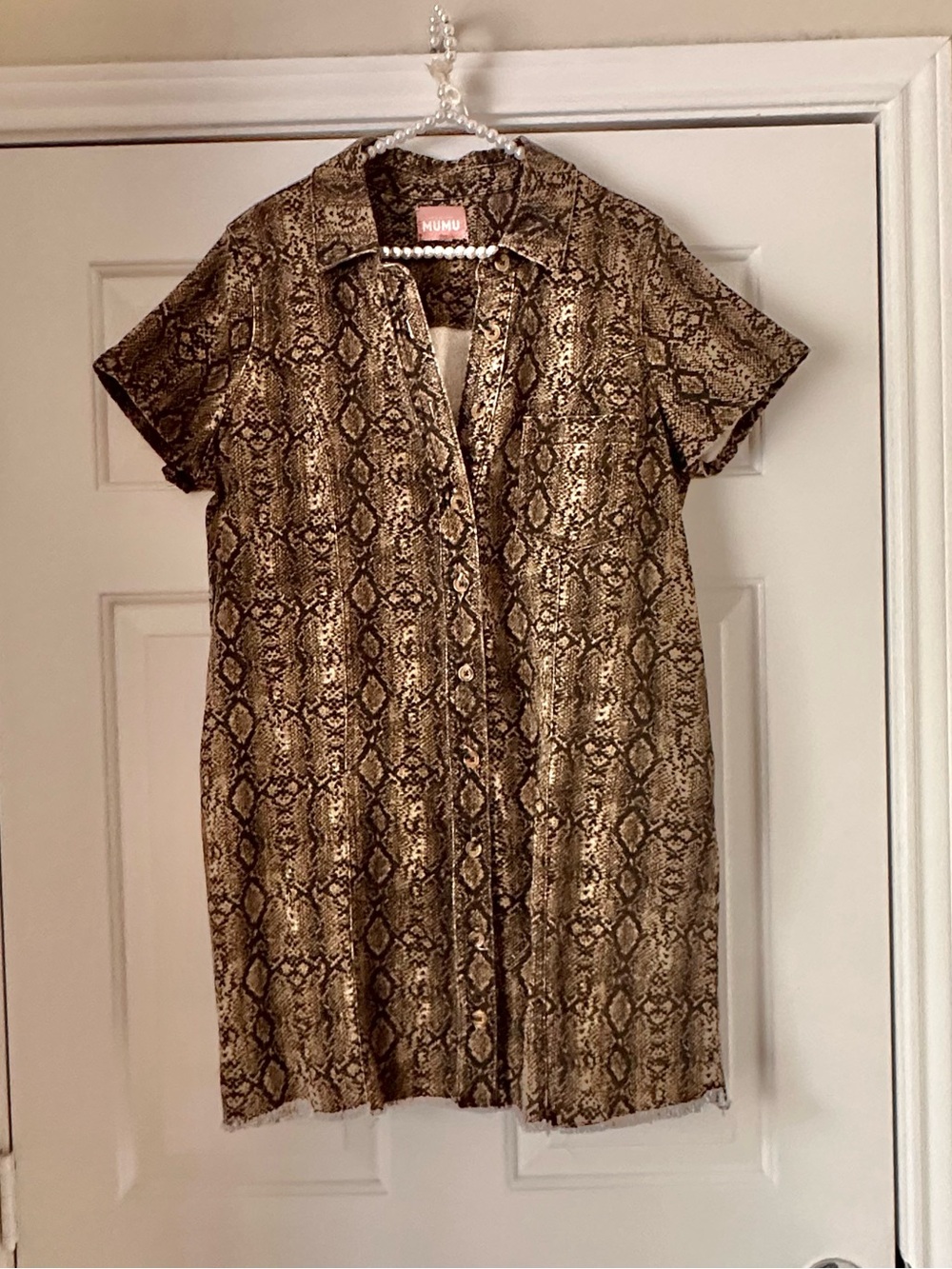 Show Me Your Mumu Brown Snake Print Button Down Dress